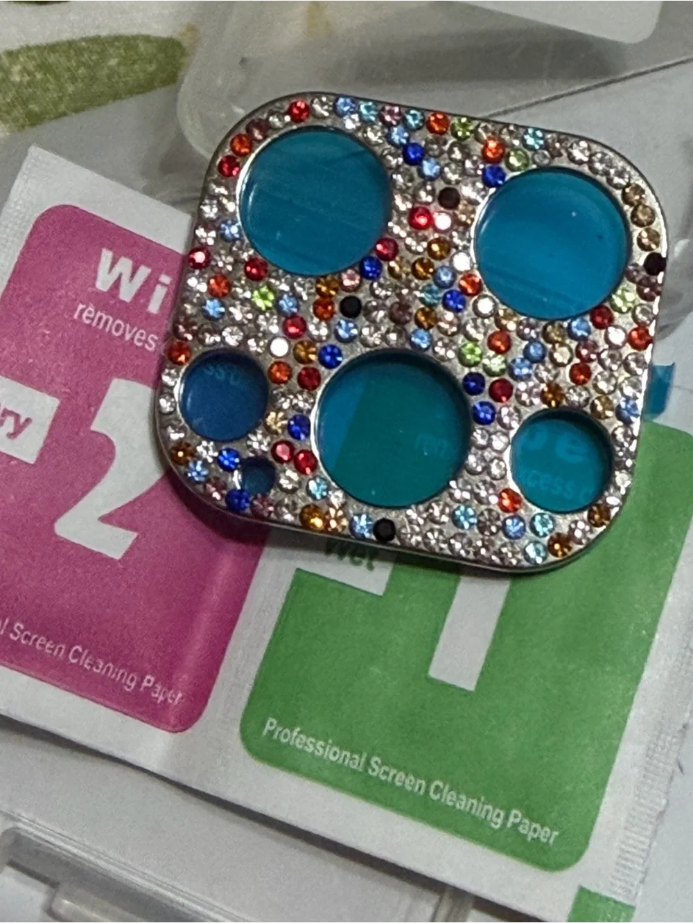 ✨New Apple iPhone 12 Pro Max Metal Rainbow Rhinestone Camera Lens Protector✨